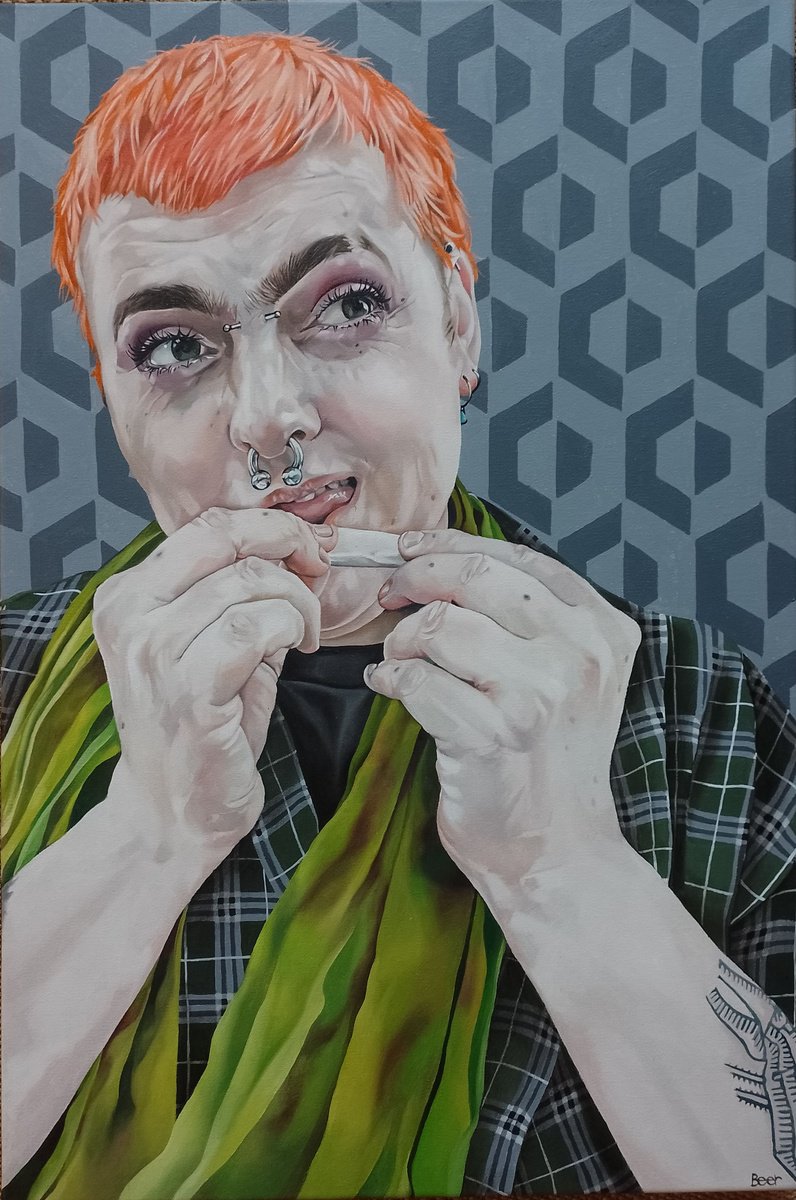 Photorealistic Portrait Oil Painting By Jo Beer, 20 X 30, River, Original Artwork