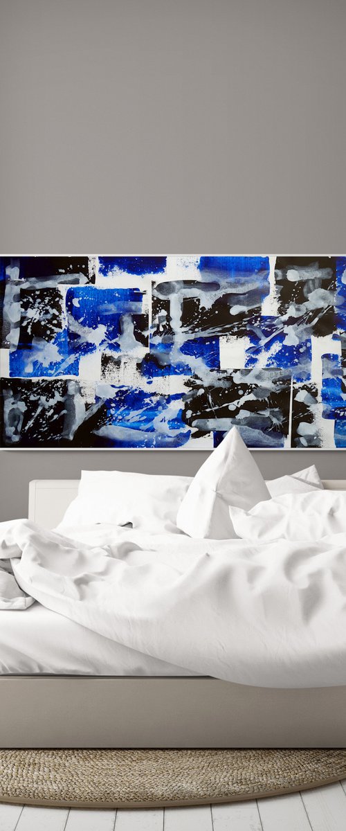 Reserved Abstraction No. 8720 blue & white XXL by Anita Kaufmann