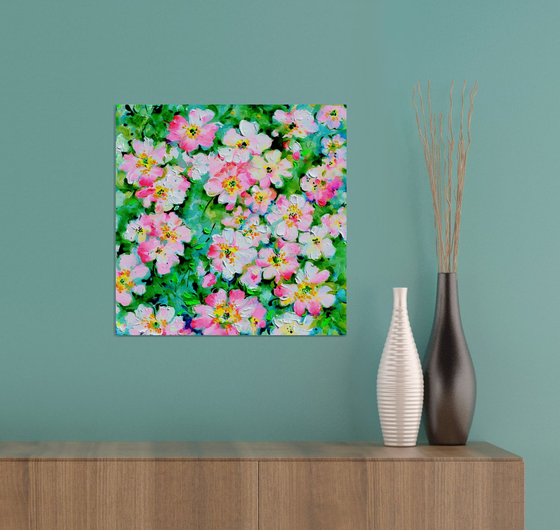 Wild White and Pink Roses
