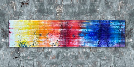 "Light Me Up" - Original PMS Oil Painting On Reclaimed Wood - 48 x 11 inches