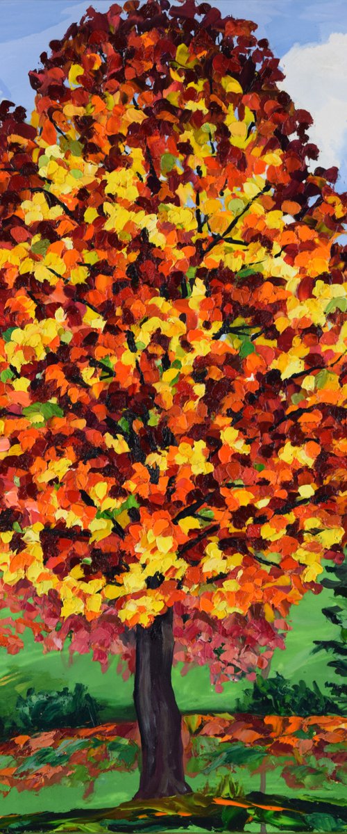 Tall Maple in Red & Gold by Christina M Plichta