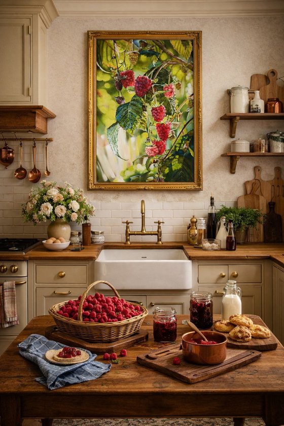 Garden Raspberries in Sunlight
