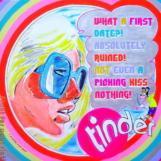 Pop art original painting "Tinder"
