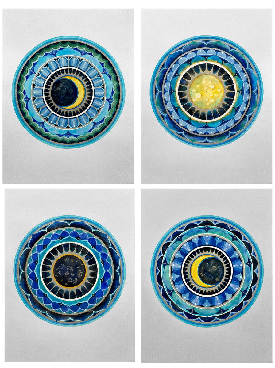 Mandala Shine Collection, Moon (Quadriptych) by Diana Titova
