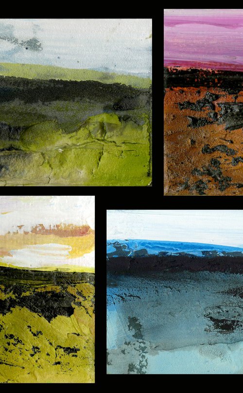 Dream Land Collection 4 - 4 Small Textural Landscape Paintings by Kathy Morton Stanion by Kathy Morton Stanion