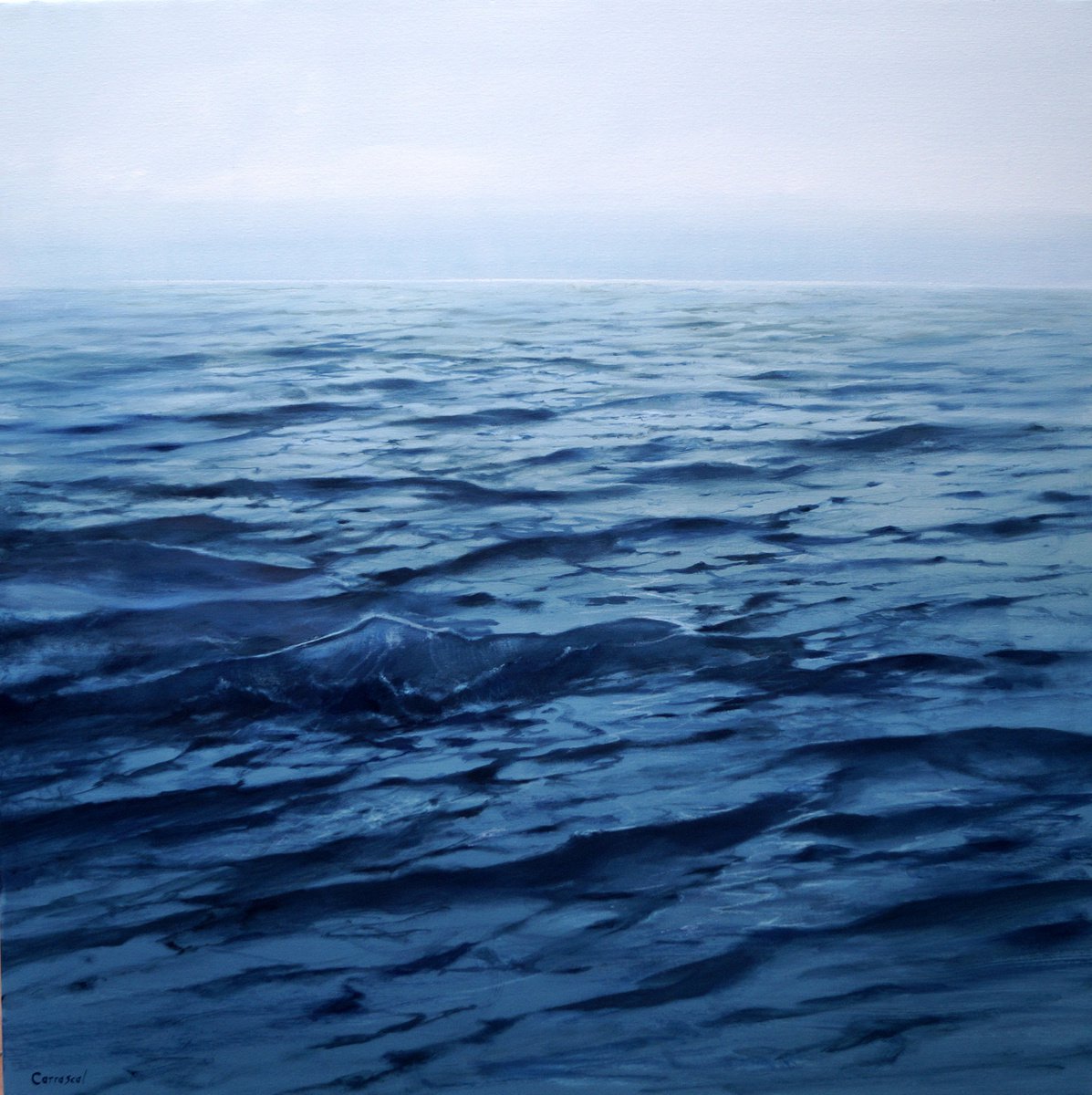 Expressive Landscape Oil Painting By Rafael Carrascal, 39 X 39", Sea Of Mercury, Original Artwork