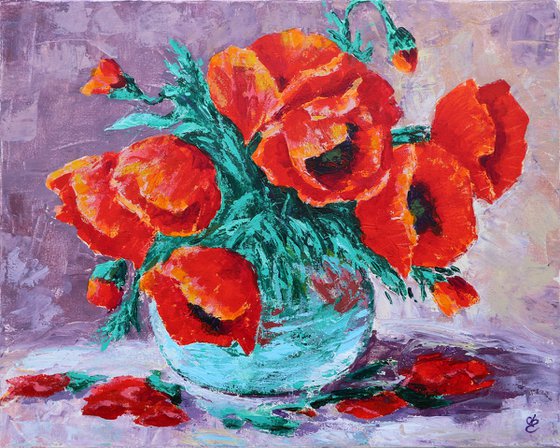 Poppies, palette knife 50*40
