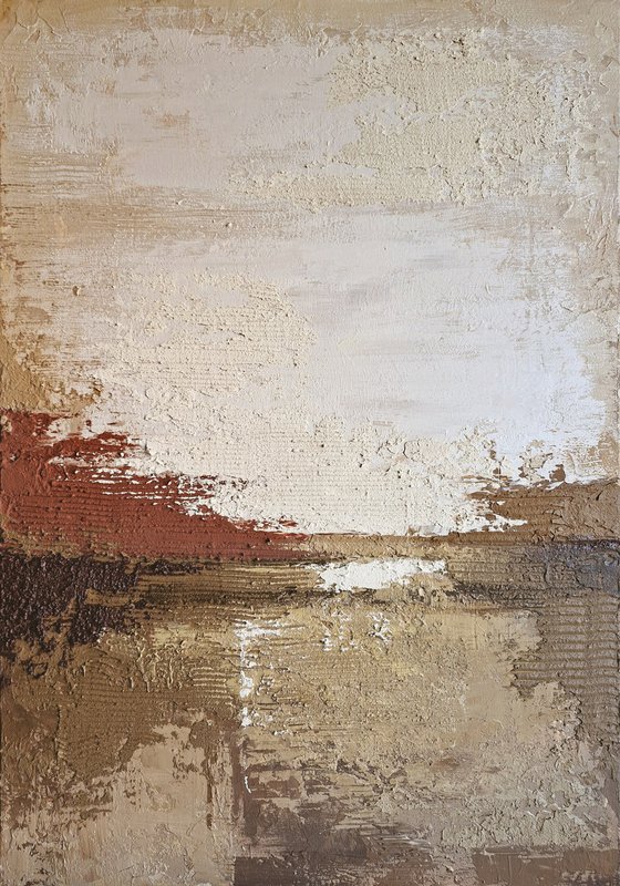 "Umber 2" Abstract brown cream textured art