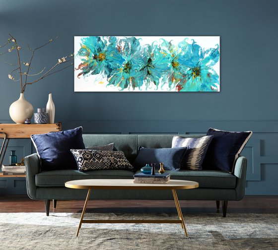 Turquoise Spring - Large Painting 70" x 26"