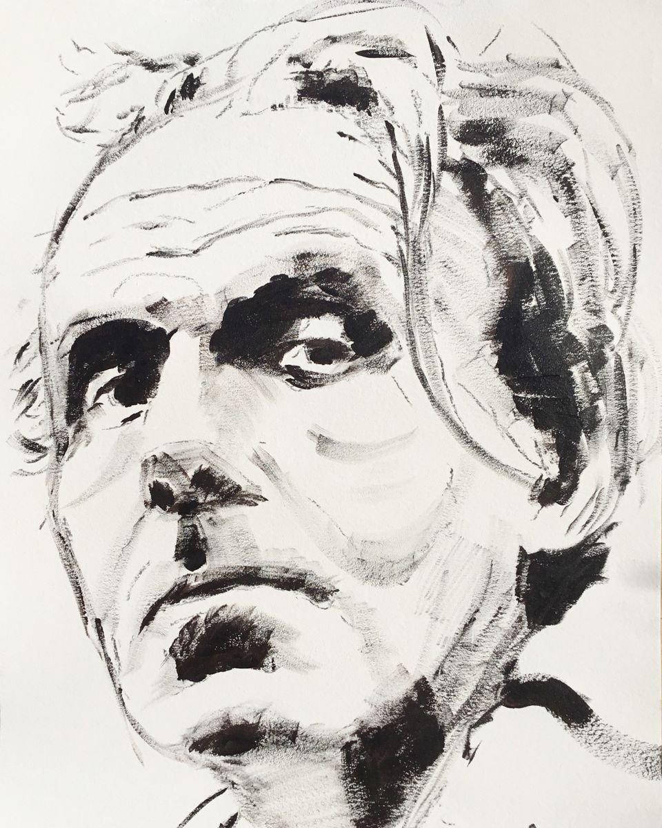 Expressive Portrait Acrylic Painting By Dominique Deve, 12 X 16, Celine, Original Artwork