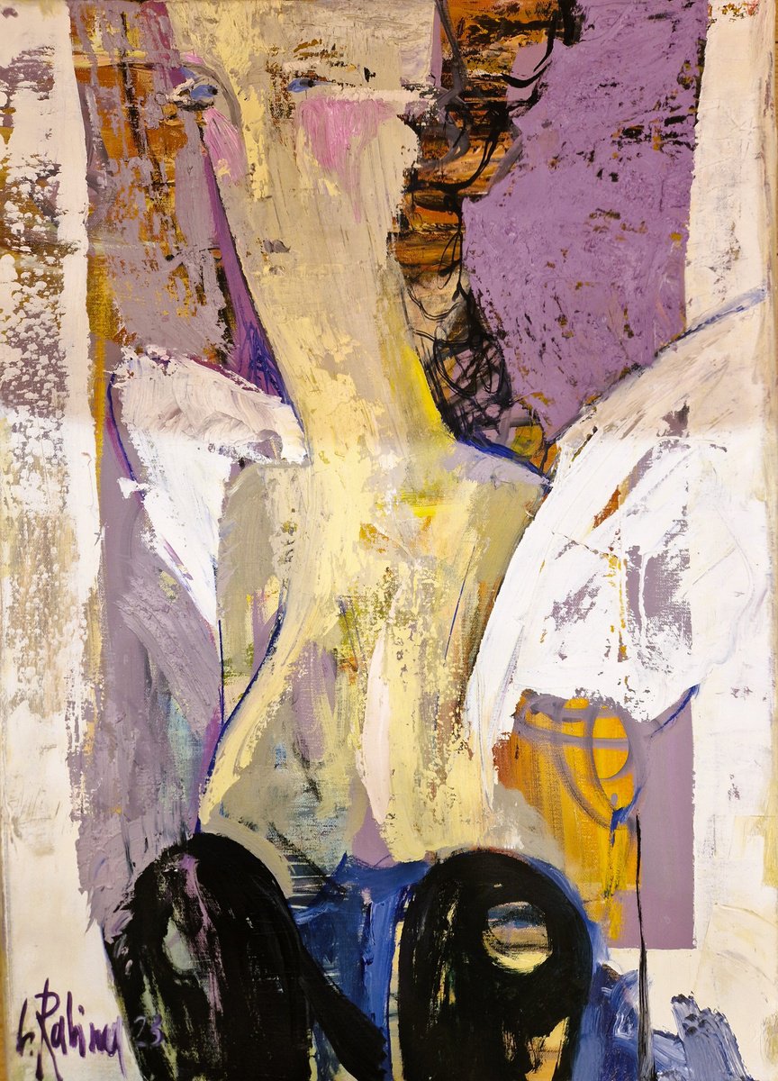 Abstract Oil Painting By Yelena Ralina, 20 X 28", My Angel, Original Artwork