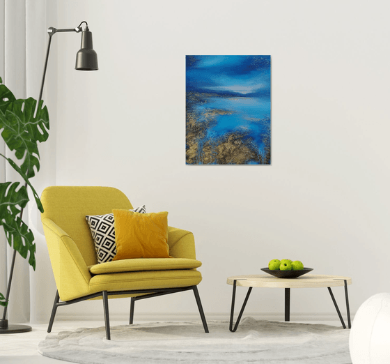 A XL large original modern semi-abstract painting "Calmness"