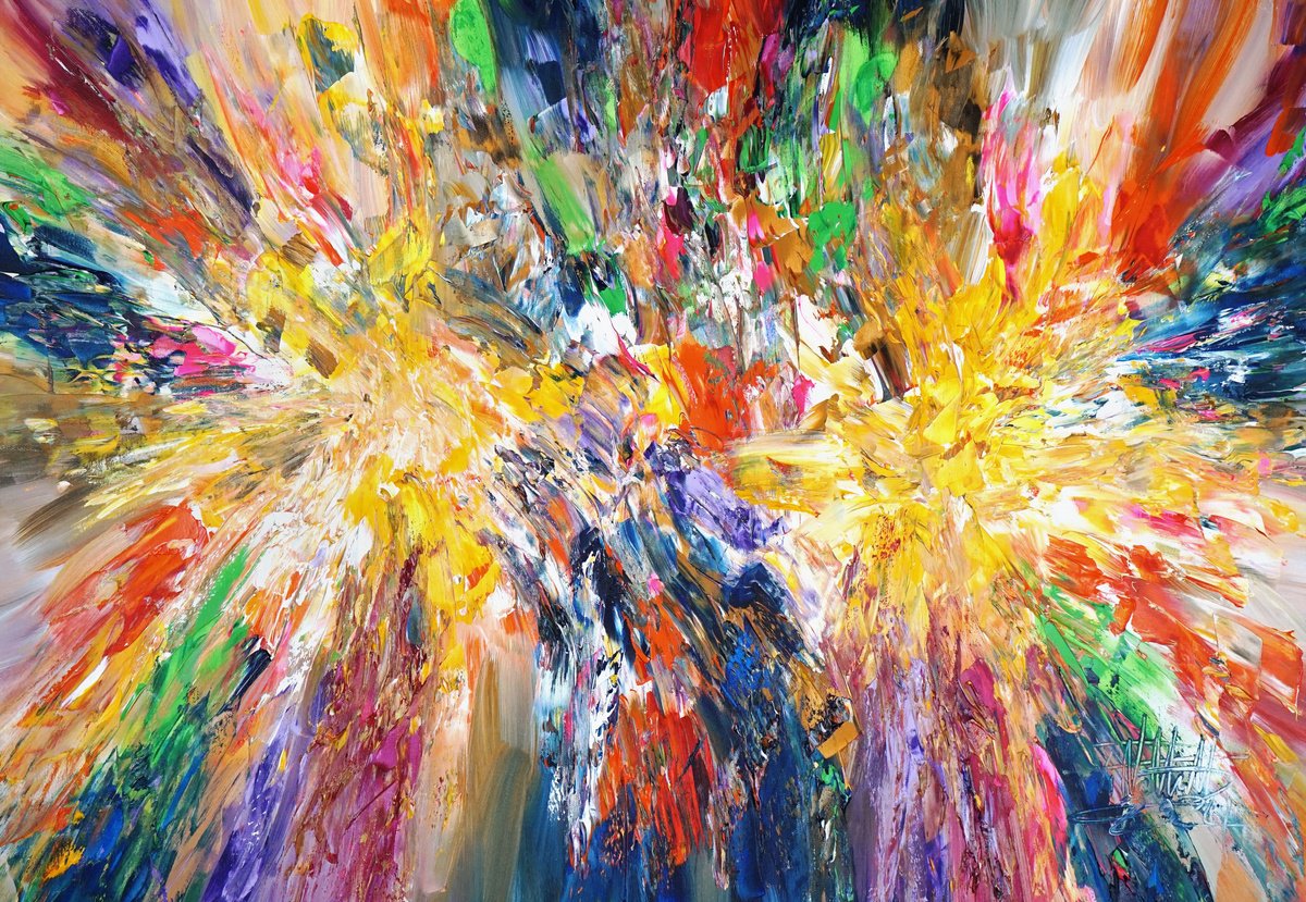 Abstract Acrylic Painting By Peter Nottrott, 47 X 33", Emotional Daydream M 1, Original Artwork