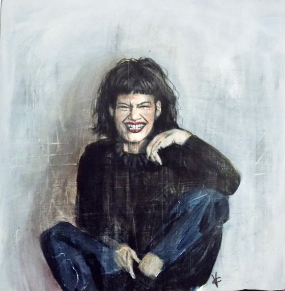 Figurative acrylic painting called 'It's a Laugh' by Victoria Coleman
