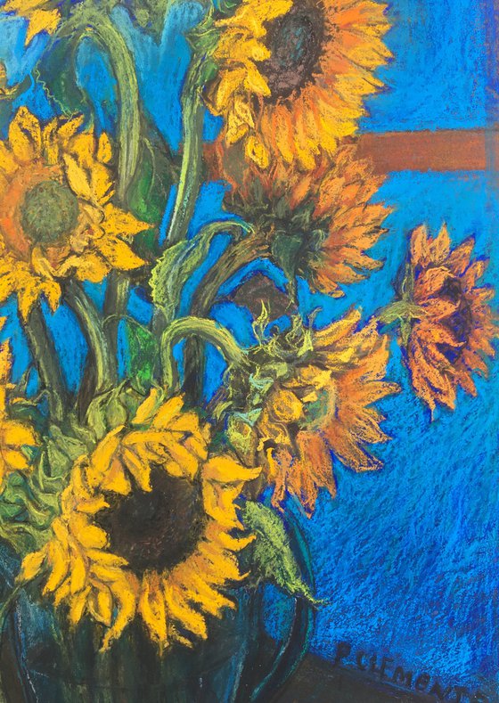 Sunflowers with Turquoise