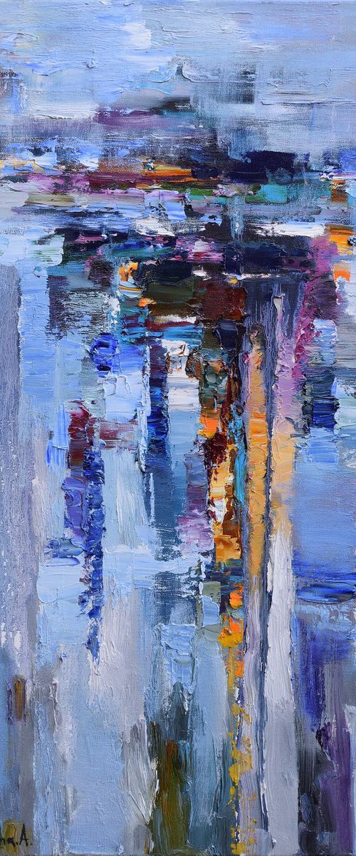 Blue abstraction - Original Oil Painting by Anastasiia Valiulina
