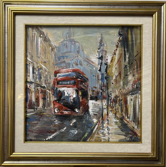 London Red Bus Route Archway,  framed painting