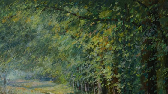 Sunny Autumn Path - autumn landscape painting