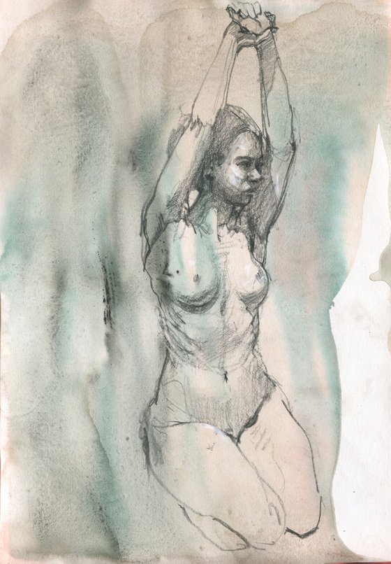 Raised Arms Nude Sketch