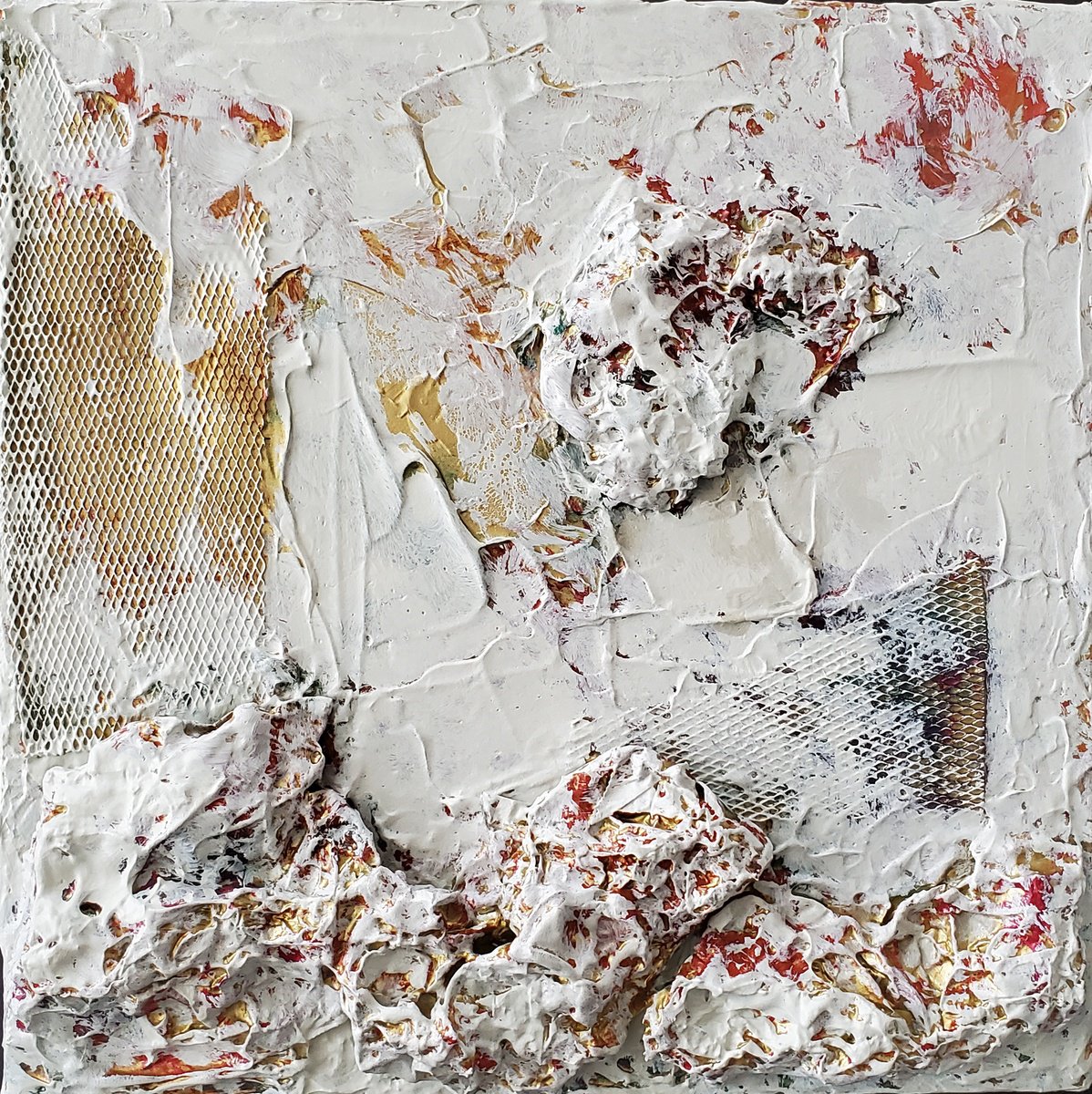 Abstract Relief By Joyce Fournier, 12 X 12", Formations V (Wall Sculpture), Original Artwork