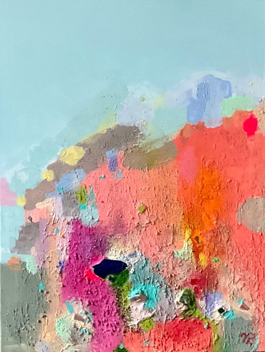 Organic Abstract Painting By Vera Klimova, 24 X 31", Heavenly And Earthly 1, Original Artwork