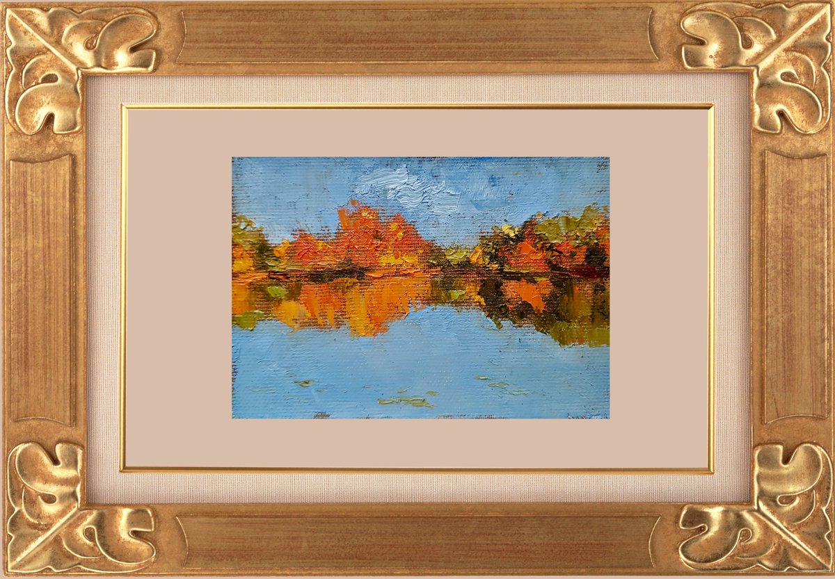 Impressionistic Landscape Oil Painting By Svetlana Grishkovec-Kiisky, 5 X 4", Warm Autumn, Original Artwork