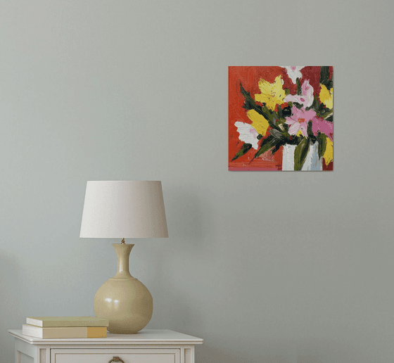 Flowers on a Red Background