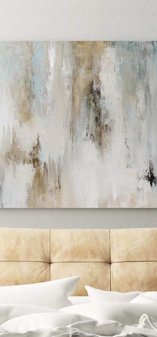 "Instant 4" Blue gray beige abstract art by Yana Sagan