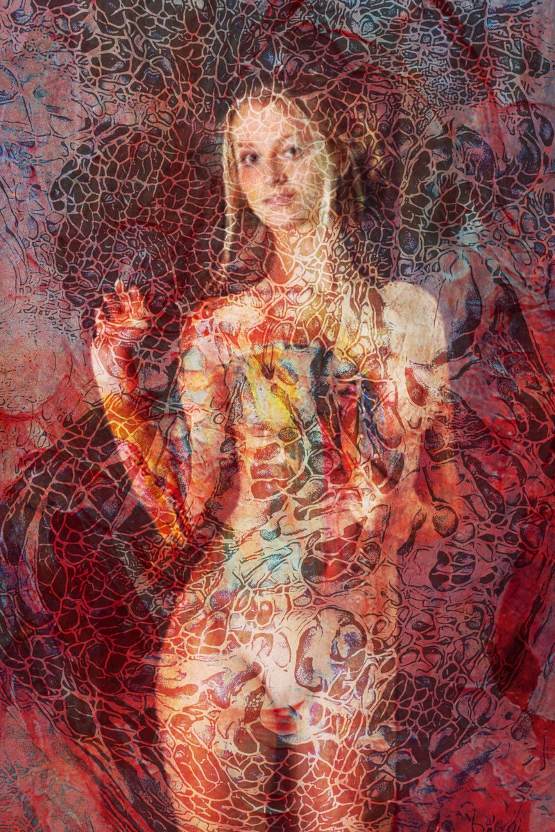 Illustrative Portrait Photograph By Srdjan Jevtic, 26 X 39", Love In The Network, Original Artwork