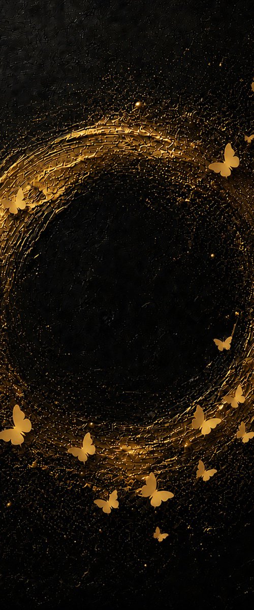 Gold Butterflies Around the Black Sun by Indie Ru