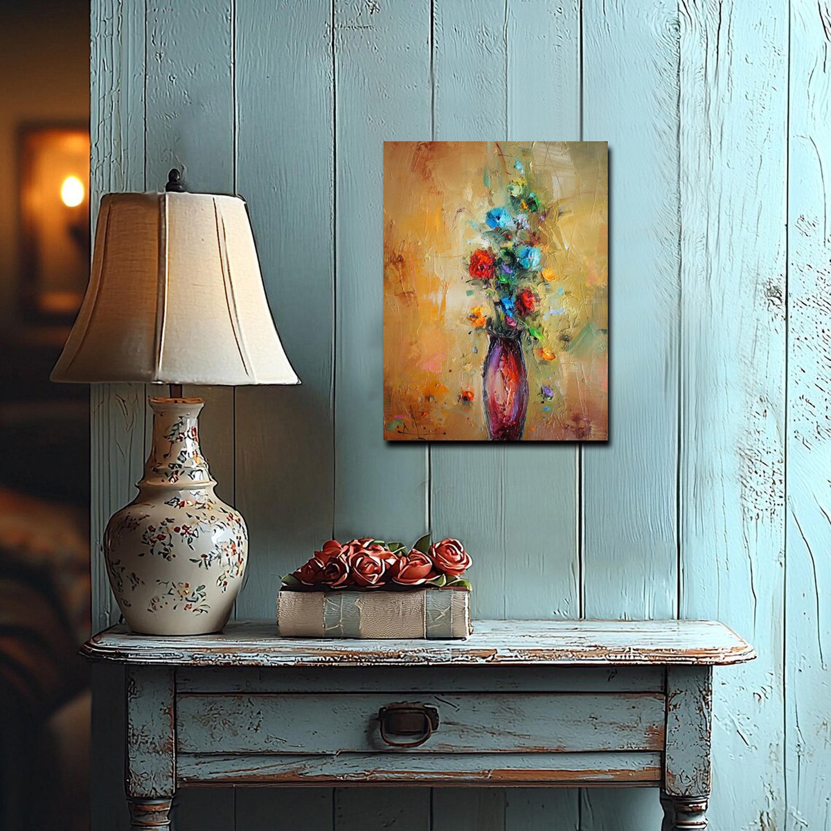 Expressive Botanical Oil Painting By Stanislav Lazarov, 12 X 16", Colorful Melody 2, Original Artwork