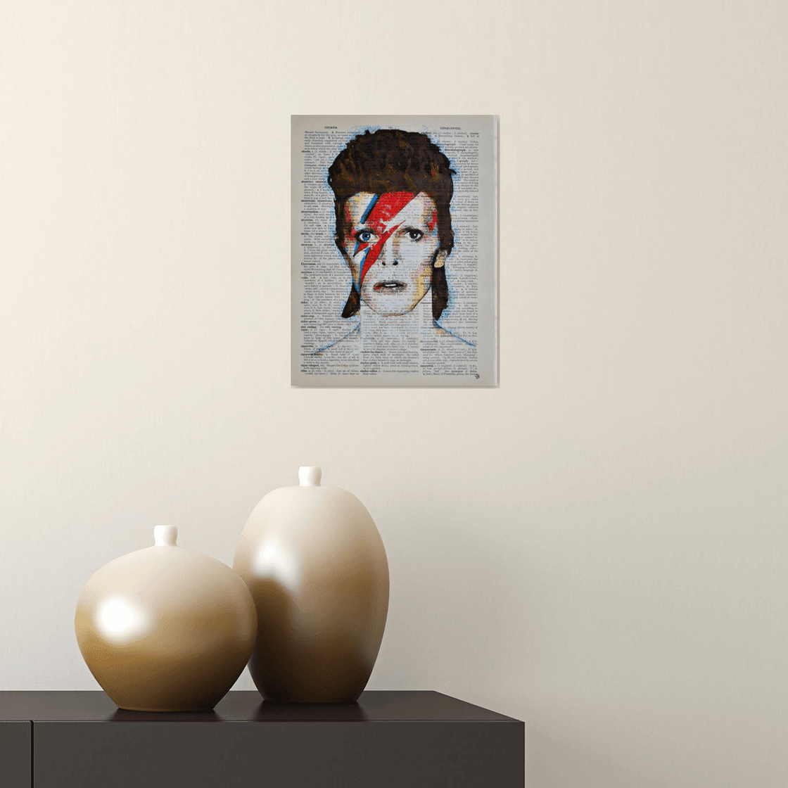 David Bowie - Ziggy Stardust - Collage Art on Large Real English
