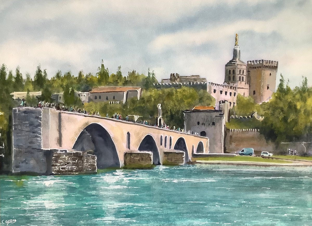 Impressionistic Cityscapes Watercolour By Darren Carey, 15 X 11, Avignon France, Original Artwork