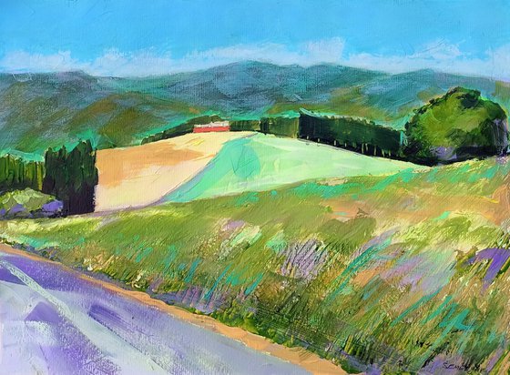 Mountainscape With Red Farm