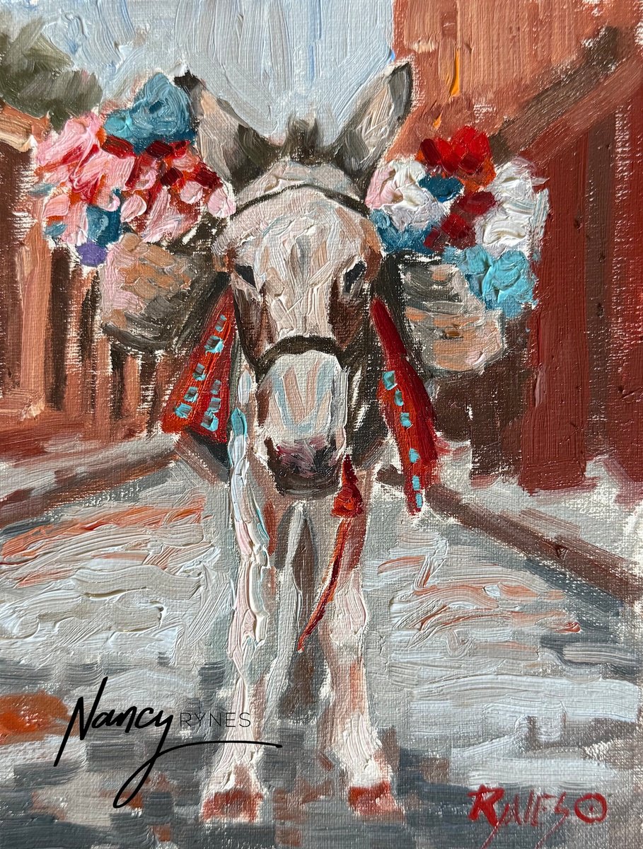 The Flower Gal, oil on panel by Nancy Rynes