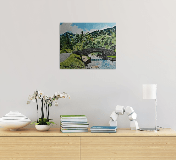 Bridge and mountain