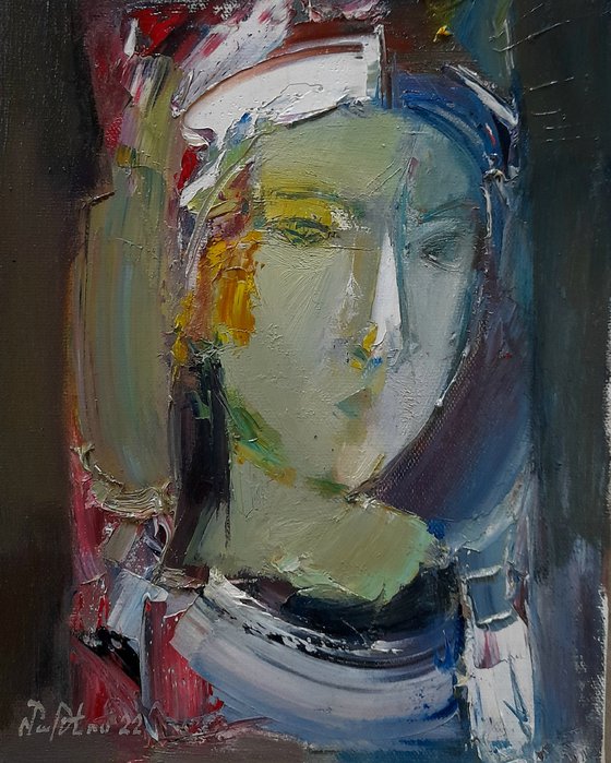 Portrait (24x30cm, oil/canvas, abstract portrait)