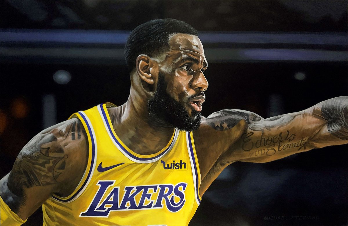 Photorealistic Portrait Acrylic Painting By Michael Steward, 80 X 53", Lebron James, Original Artwork
