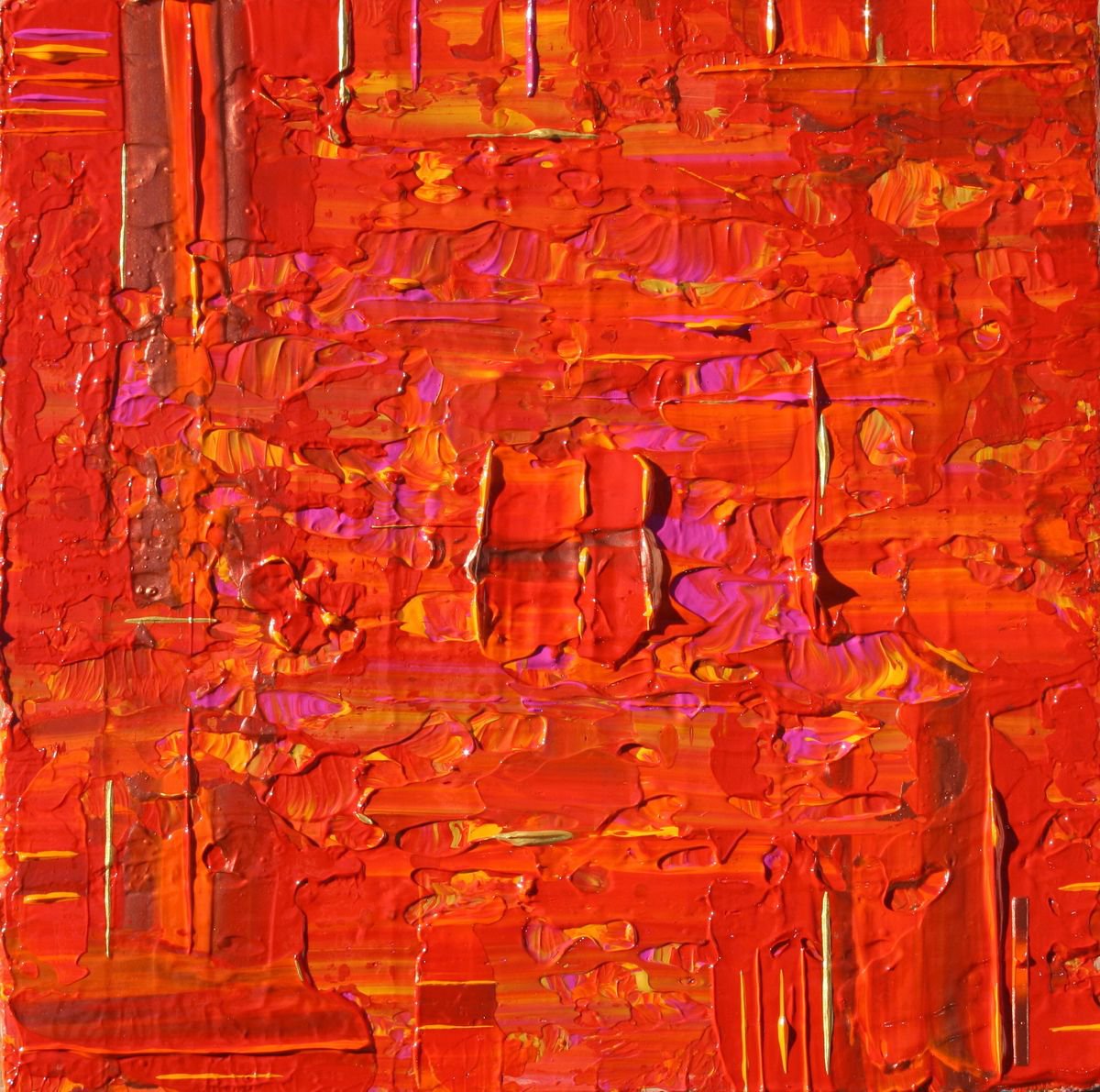 Primitive Little Red Magenta Painting by Robert Lynn