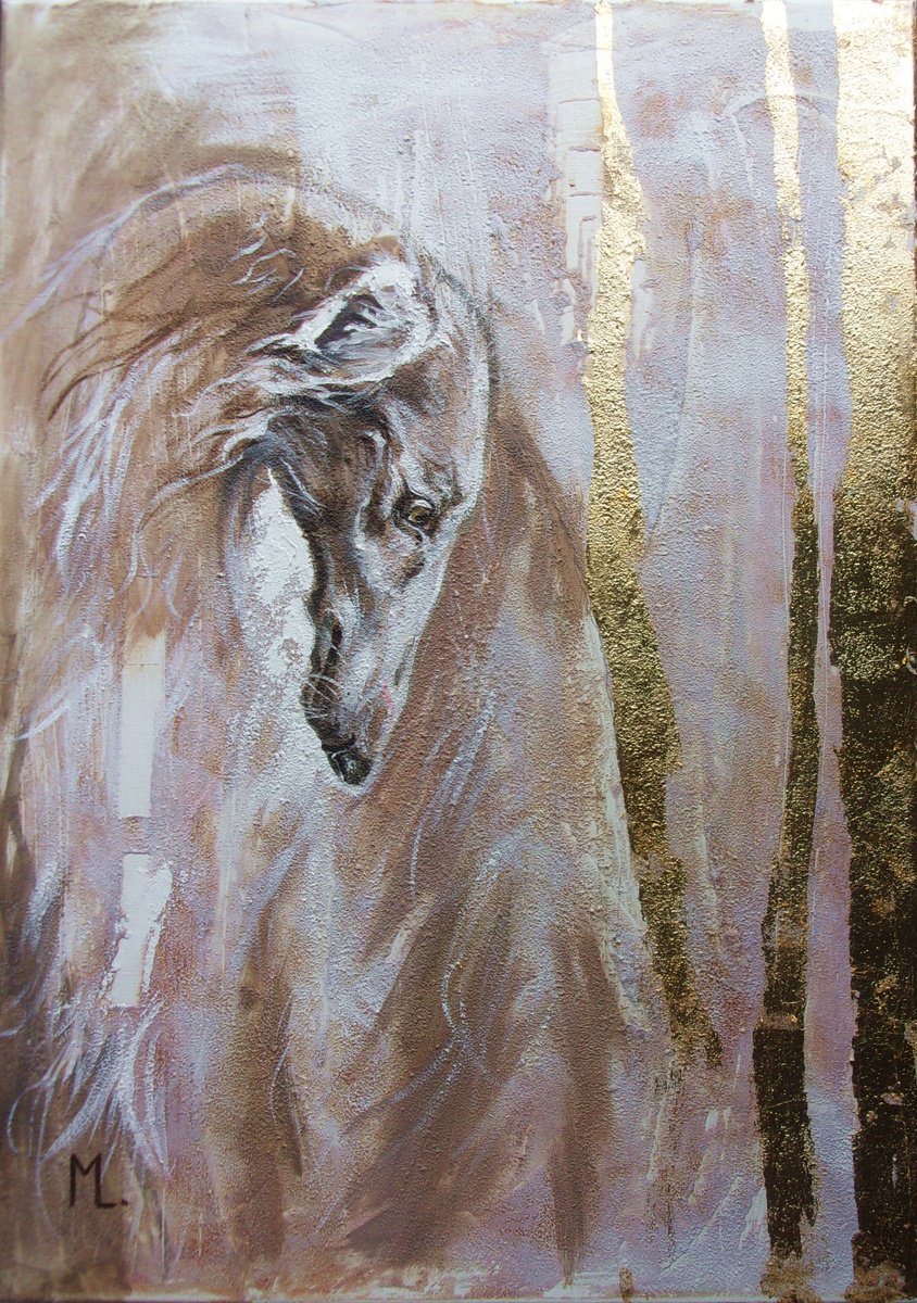 Expressive Animal Oil Painting By Monika Luniak, 20 X 28", " Mr. White " Borzoi Dog, Original Artwork