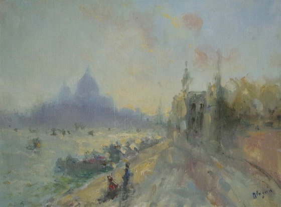 Venice - Sunset, Original oil Painting, Cityscape, Impressionism, One of a Kind