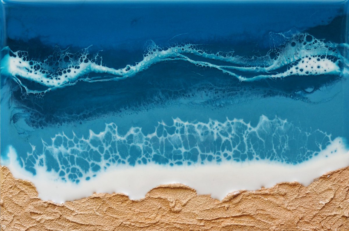 Feel the waves - original seascape epoxy resin artwork by Delnara El