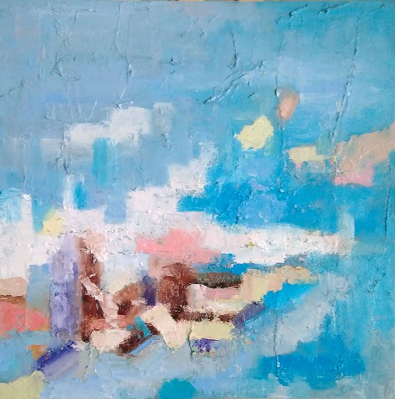 Blue mood abstract (diptych)