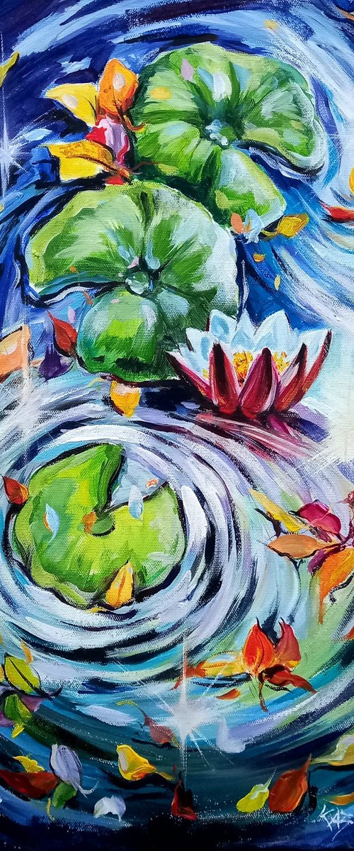 Water lilies with colorful leaves by Kovács Anna Brigitta