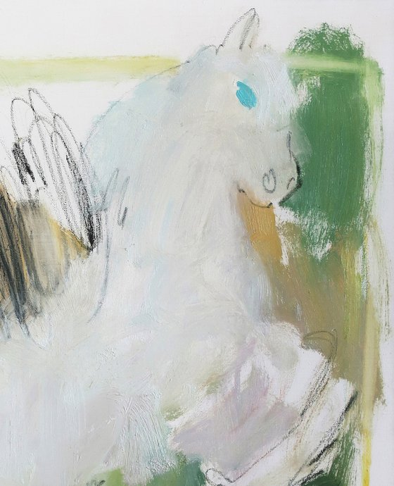 Oil Painting White Horse Pegasus
