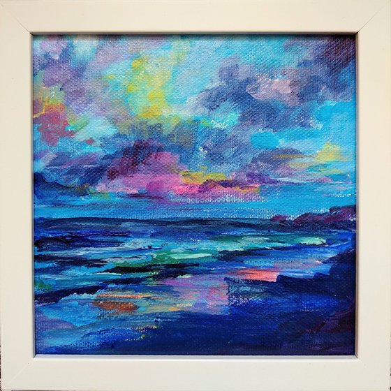 Sunset at sea Original colorful acrylic painting