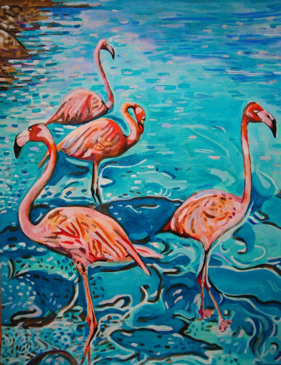 Flamingos / 72 X 55 cm