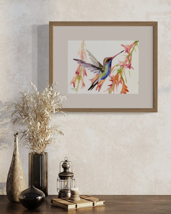 Hummingbird and Flowers