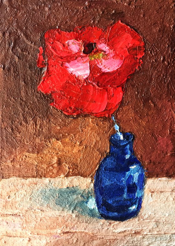 Poppy Flower Oil Painting