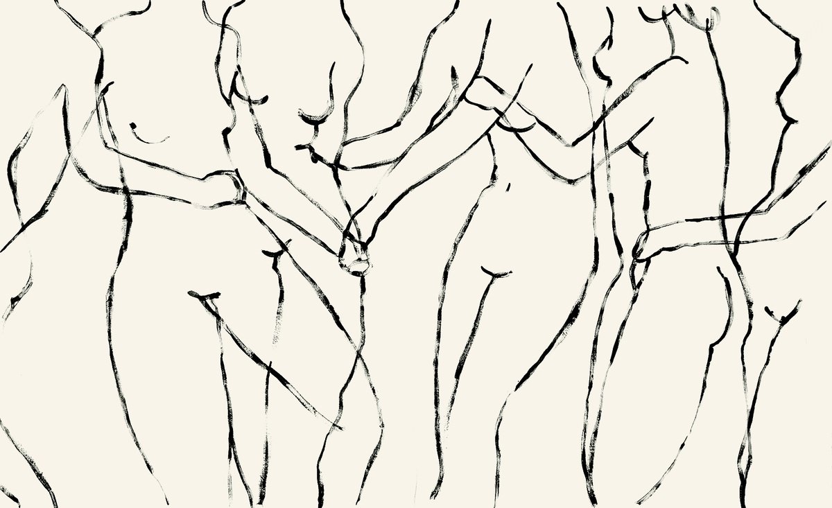 Abstract Portrait Acrylic Painting By Anna Pepe, 79 X 47, Sisters 03 Unprimed, Original Artwork